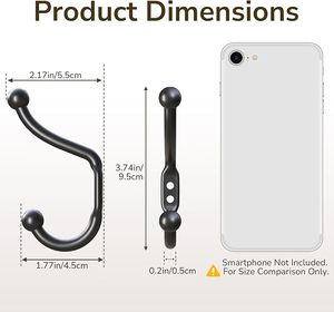 Unique Black <b>Wall</b> Mounted Aluminium Coat <b>Hooks</b> Hanger With Screw <b>for</b> Towel <b>Key</b> Robe Scarf Bag Cap Coffee Cups - Product Image 5