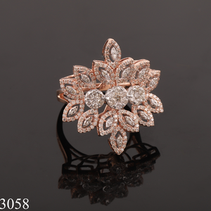 แหวนหมั้นเพชรที่โตในห้องแล็บชุบโรสโกลด์ของผู้หญิงมีการตัดที่ยอดเยี่ยมเพื่อรับการรับรองเครื่องประดับสำหรับปาร์ตี้อินเทรนด์ - Product Image 4