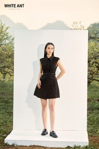 Cómodo 100% algodón orgánico Uriel funda bolsa vestido con cinturón listo para enviar ropa mujeres Vietnam vestidos casuales fabricante - Product Image 5