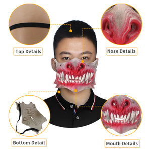 Vente en gros Scream Carnaval Cosplay Fête Halloween Effrayant Sanglant Grande Bouche Latex Masque Demi-Visage Horreur Latex Masque - Product Image 3