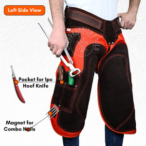 Tablier de maréchal-ferrant réglable en cuir de qualité avec poches pour couteaux/outils - Product Image 3