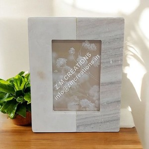 Rectangular Photo <b>Frame</b> Handmade Latest <b>White</b> Marble Casement Image Paintin <b>Picture</b> Display Decorative Photo <b>Frame</b> Custom Logo - Product Image 1
