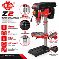 Perceuse à colonne SIEG Z2 16 mm 550 W 16 vitesses, broche MT2, table inclinable, 220-240 V, garantie 1 an pour atelier et éducation, certifiée GS CE