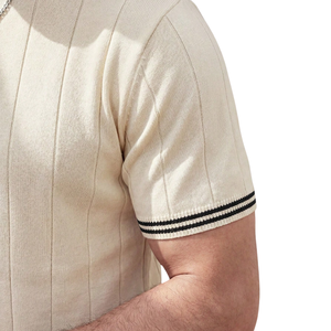<b>Men's</b> Ribbed Knit <b>T</b>-<b>Shirt</b> Crew Neck Short Sleeve Slim Fit <b>Striped</b> Pullover Casual Front Custom Breathable Quick Dry 220g 2XL - Product Image 5