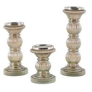 Bougeoir en verre tourné fait main gris mercure pour la décoration de la maison et le style de table - Product Image 2