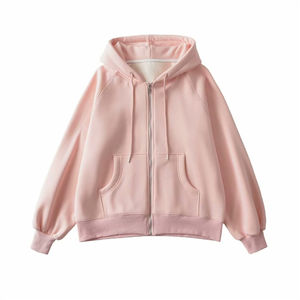 เสื้อฮู้ดผู้หญิงแบบซิป มีฮู้ดทรงหลวมขนาดใหญ่พิเศษ สำหรับฤดูหนาว ผ้าฝ้ายฟลีซ 100% กันลม แขนยาว - Product Image 1