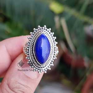 Handmade Boho <b>Statement</b> Women's <b>Ring</b> Lapis Lazuli 925 Sterling Silver Blue Gemstone Jewelry One Size Fits All Birthday - Product Image 2
