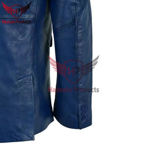 Erkek Gerçek Mavi Deri Blazer Çentikli Yaka Sığır Derisi Ceket İki Düğmeli Cepler Özel Resmi İş Günlük Lüks Dış Giyim Yeni - Product Image 5