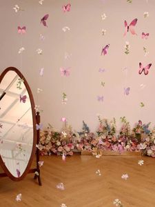 Vente en gros lot d'art mural indien artificiel décoratif rose pastel 3 nuances papillon-Décor de chambre d'enfant - Product Image 2