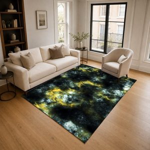 RUGS DEPOT LXDP-0562 Wholesale Black Charcoal Contemporary Geometric Digital Printed Machine Washable Chenille Area Rug Non <b>Slip</b> - Product Image 2