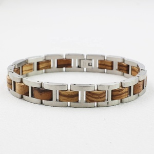 Pulsera de Madera y Acero Inoxidable para Hombre, Brazalete de Madera, Regalo de Aniversario para Él - Product Image 4