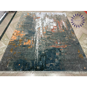 Tapis en soie moderne fait à la main avec nœud persan authentique antidérapant personnalisable abstrait carré choix des concepteurs ensembles de tapis de salon - Product Image 1