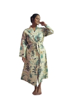 Peignoir floral imprimé à la main en coton 100% pour femmes, fait à la main, classique, décontracté, respirant, lisse, vacances, hiver, été, automne