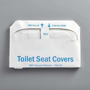 Cubierta de Asiento de Papel Higiénica Desechable, Plegable por la Mitad, de Pulpa Reciclada, para Inodoros Públicos - Product Image 1