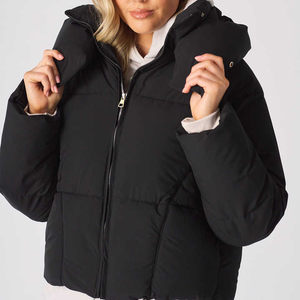 Chaqueta acolchada con logotipo personalizado de alta calidad para mujer, chaqueta de invierno de talla grande de nailon y piel, transpirable e impermeable para exteriores, venta al por mayor - Product Image 2