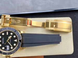 Reloj mecánico de lujo de gran calidad 42mm fábrica limpia 904l acero 3235 movimiento 226658 bisel de cerámica negra reloj de yate dorado - Product Image 6