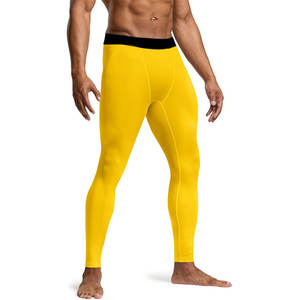 Nouveau Design Original automne solide taille élastique entraînement Compression pantalon de course couleur jaune 100% Polyester unisexe - Product Image 6