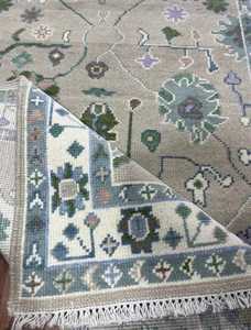 9 'x16 Chrome Soft Wool Anudado a mano Oushak Alfombras y juegos de área flexibles Tamaño y color personalizables - Product Image 2