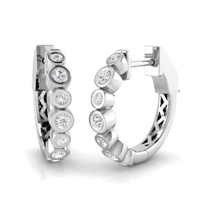 Boucles d'oreilles créoles en diamant taille ronde immaculée 0,30 ct, diamant de laboratoire en platine pour mariée et usage quotidien - Product Image 3