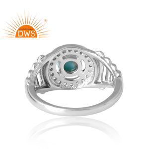 แหวนพลอยบุษราคัมสีเงินชุบแพลเลเดียมสีธรรมชาติสีฟ้าครามและสีขาว - Product Image 2