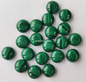 Malaquita natural 3 mm a 10 mm Cabujón redondo Parte posterior plana suelta Malaquita Calidad AAA - Product Image 5