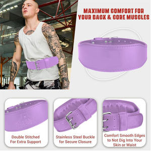 Premium Weightlifting <b>Padded</b> Leather Belt Gym & Powerlifting Heavy Duty <b>Back</b> Support Strength Training <b>Padded</b> Belt for Unisex - Product Image 4