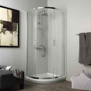 Cabine de douche arrondie Lima 80x80 cm, parois en verre semi-circulaires transparentes de 4 mm - Product Image 2