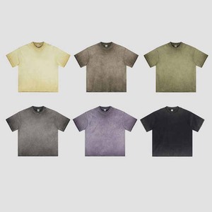 100% algodón Dtg estampado de gran tamaño logotipo personalizado lavado ácido piedra desgastado en blanco peso pesado suelto Vintage hombres camiseta para hombres - Product Image 5