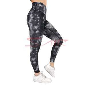 Dernier leggings de yoga fitness 100% coton de haute qualité pour femmes, collants de sport à sublimation avec logo à la taille - Product Image 4