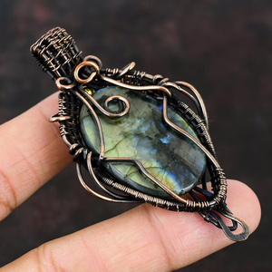 Luxury Handmade Natural Gold Plated Metal Labradorite Gem Pendant 25To30mm Bezel Set Vintage Fashion Jewelry Wedding <b>Anniversary</b> - Product Image 5