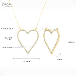 Elegante collar de oro macizo de 14 quilates de corazón abierto con diamantes blancos de 1,5mm Collares de diamantes Premium para mujeres Bienvenidos pedidos al por mayor - Product Image 5
