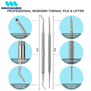 Lima y Curetas, 2 Piezas, Herramienta para Uñas Encarnadas, Doble Cara, con Estuche de Almacenamiento, Instrumentos de Podología de Acero Inoxidable - Product Image 2