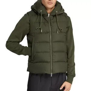 Gilet matelassé respirant avec logo personnalisé en polyester style duvet, chaud pour l'hiver, vêtements d'extérieur sans manches pour hommes, vestes - Product Image 1