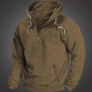 Spring Autumn Mens Hooded Solid Vintage Sweatshirt Youth Sports Loose Hoodie Tracksuit Casual Sportswear Fashion Male <b>Coat</b> - Product Image 2