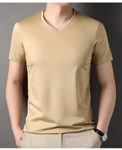 Colección de verano 2025 en stock, camisetas informales de moda para hombres de grado superior, nueva marca, manga corta sólida, 1.7% seda, 100% algodón - Product Image 6