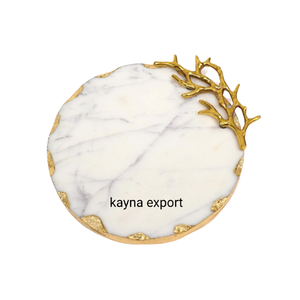 NEW FANCY DECORATIVE <b>WHITE</b> MARBLE GOLD EDGE <b>COASTER</b> TABLE CUP <b>COASTER</b> - Product Image 5