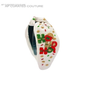 Bandeaux de jour de Noël Accessoires pour cheveux Bandeaux de Noël Filles Bandeaux noués perlés à la main - Product Image 4