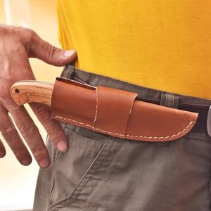 Cuchillo de Caza y Camping de Acero de Damasco Hecho a Mano |   Cuchillo Skinner de Hoja Fija Personalizado con Mango de Madera y Funda de Cuero OEM - Product Image 5