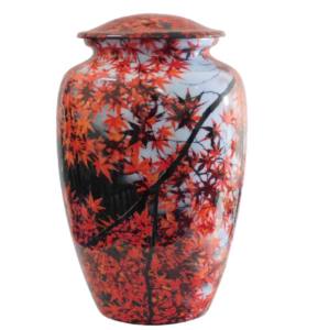 Urnes de crémation pour adultes en aluminium de belles feuilles Urnes funéraires en métal de forme classique Cendres humaines Urnes en aluminium fabriquées en Inde - Product Image 1