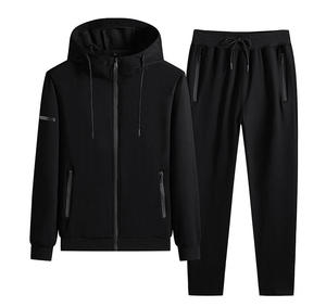 Hot Selling Trending Winter Streetwear Hooded 100% Cotton Full Sleeves Lightweight Quick Dry Solid <b>Plain</b> Color <b>Tracksuit</b> for Men - Product Image 2