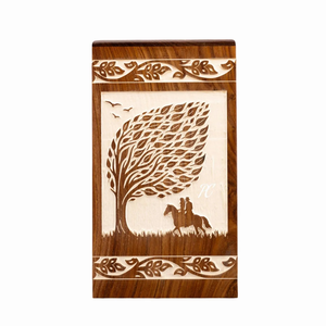 Rosewood Urn <b>Box</b> with Horse Design <b>Wooden</b> Cremation Urn <b>Memorial</b> Keepsake Decorative Cremation Urn for Ashes - Product Image 1