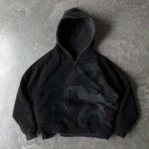 Sudaderas con Capucha de Felpa de Algodón de Primera Calidad, Personalizadas, Nuevas, con Serigrafía y Lavado Ácido, 500 GSM, con Cremallera - Product Image 1