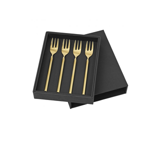 New Arrival Brass Forks Spoon Flatware Set for <b>Birthday</b> Party Cake Uses Brass Fork Spoon Mirrored steel Gift <b>Packing</b> Box - Product Image 1