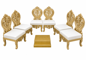 Vidhi-Juego de sillas de madera para boda, conjunto de Mandap dorado moderno para decoración de Mandap - Product Image 6