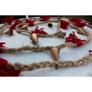 Set of 2 <b>Cow</b> <b>Bells</b> on Jute String 320cm Wedding Decoration Garland with Artificial Flowers Fabric Durable Cowbell Garland Decor - Product Image 2