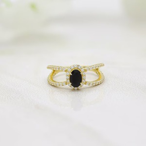 Bague ovale en onyx noir ovale 6x4mm or jaune vermeil, bague de fiançailles en pierres précieuses fines, bijoux de mariage pour femmes, nouveauté - Product Image 4