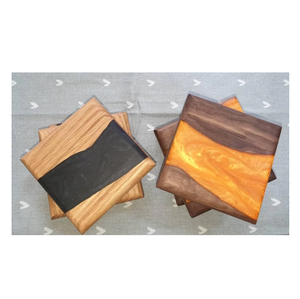 Dessous de verre en bois de résine époxy forme hexagonale décoration de la maison en bois sous-verres de tasse à boire faits à la main meilleure vente - Product Image 2