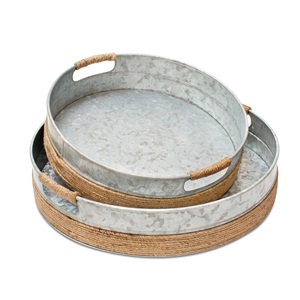 Vente chaude Galvanisé Ensemble De Deux Plateaux De Service Carrés En Métal Fer Design Moderne Taille Personnalisée Forme Couleur - Product Image 4