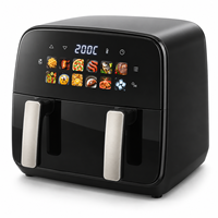 Friteuse à air numérique grande capacité 10L 1800W avec fenêtre visible et écran LCD, cuisinière électrique sans huile, OEM ODM Vente en gros