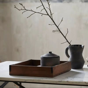 Plateau en bois d'acacia antique, grand - Product Image 1